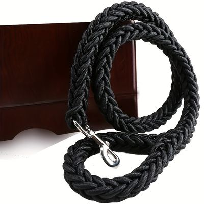 【リピート購入】編み込み犬用リード L 黒